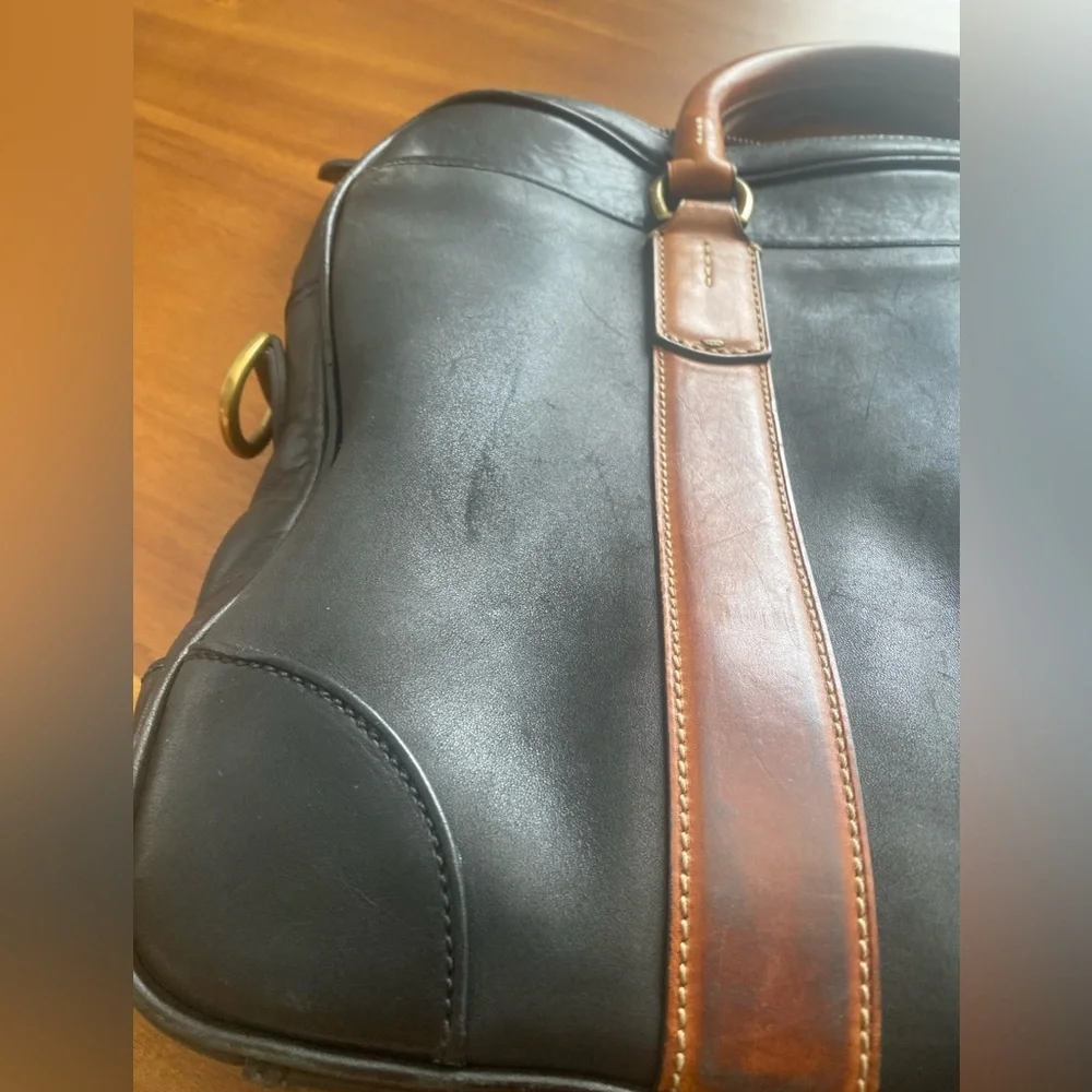 Ralph Lauren Leather Satchel Vintage Laptop Bag Black Brown